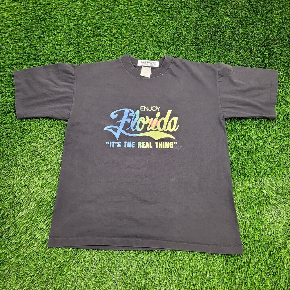 Vintage 80s Florida Shirt Womens Large 21x24 Black